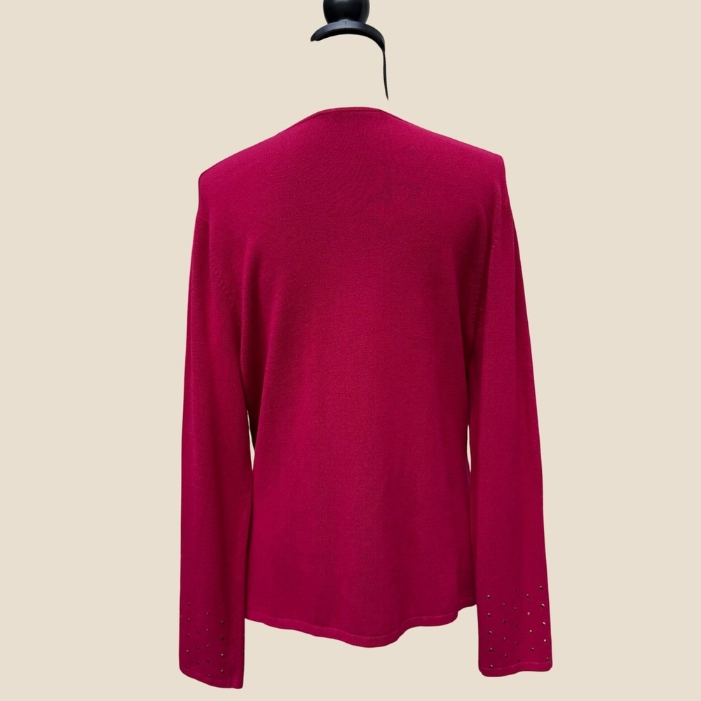 Cyrus Womens XL Red Studded Scoop Neck Long Sleeve Knit Top Sweater